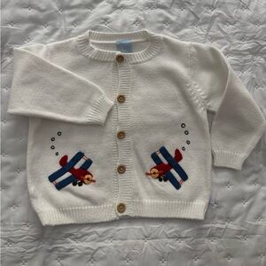 Bella Bliss Boys Knit Airplane Cardigan Sweater - Size 4T
